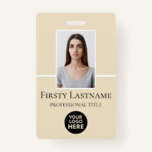 従業員 – 写真、バーコード、ロゴ、名前バッジ