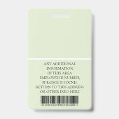 従業員 – 写真、バーコード、ロゴ、名前バッジ バッジ (裏面)