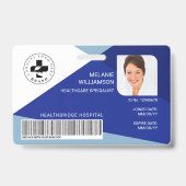 従業員 病院 医療 ヘルスケア フォト ID ロゴ バッジ (正面)