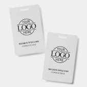 従業員IDが明るいグレーでビジネスカスタムロゴ付き バッジ (正面＆裏面)