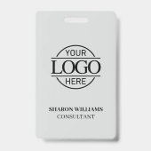 従業員IDが明るいグレーでビジネスカスタムロゴ付き バッジ (裏面)