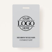 従業員IDが明るいグレーでビジネスカスタムロゴ付き バッジ (裏面)