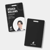 従業員IDカードモダンブラックスタッフバッジ バッジ (Front & Back)