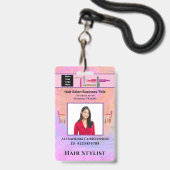従業員IDカード美容師フォトカスタム バッジ (ストラップ付き表面)