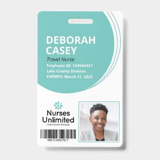 従業員IDセキュリティバッジ(写真とバーコード) バッジ (正面)