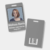 従業員IDバッジスチールグレー垂直デザイン バッジ (正面＆裏面)