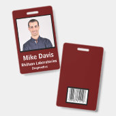 従業員IDバッジバーガンディ垂直デザイン バッジ (正面＆裏面)