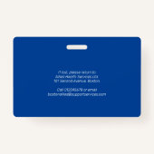 従業員IDバーコードの暗い青 バッジ (裏面)