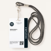 従業員IDビジターパスカスタムQRコード バッジ (正面ランヤード)