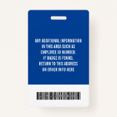 従業員IDフォトバーコード透かしロゴ バッジ (裏面)