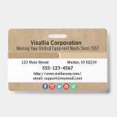 従業員IDベージュと白の横 バッジ (裏面)