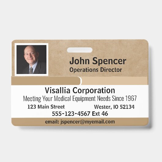 従業員IDベージュと白の横 バッジ (正面)