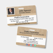 従業員IDベージュと白の横 バッジ (正面＆裏面)