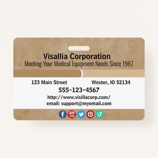 従業員IDベージュと白の横 バッジ (裏面)