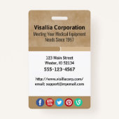 従業員IDベージュと白(縦) バッジ (裏面)