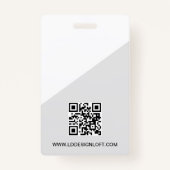 従業員IDミニマリスト灰色カスタムのロゴQRコード バッジ (裏面)