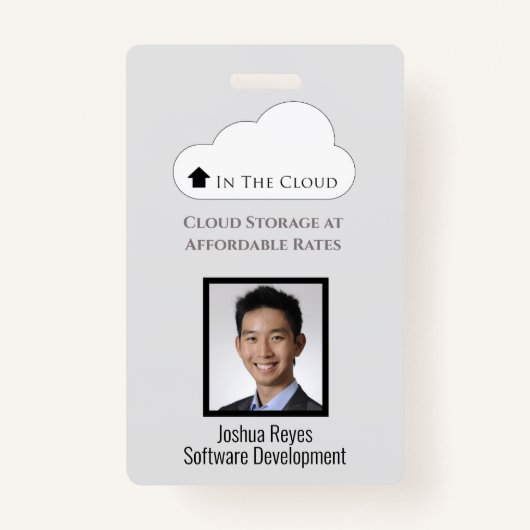 従業員IDライトグレーと黒の垂直 バッジ (正面)