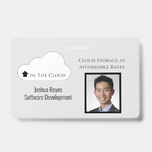 従業員IDライトグレーと黒の水平 バッジ (表面)