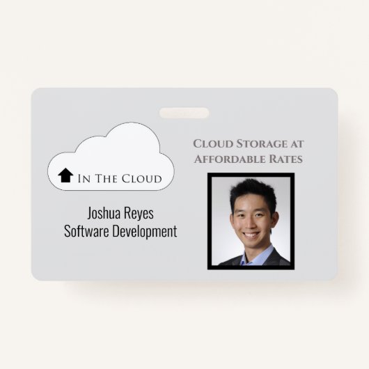 従業員IDライトグレーと黒の水平 バッジ (正面)