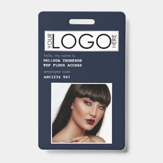 従業員ID写真会社ID青 バッジ (Front)