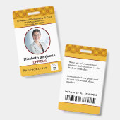 従業員ID写真名カスタムバーコード バッジ (正面＆裏面)