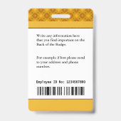 従業員ID写真名カスタムバーコード バッジ (裏面)