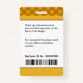 従業員ID写真名カスタムバーコード バッジ (裏面)