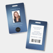 従業員ID写真、バーコード、ロゴ、名前バッジ バッジ (正面&裏面)