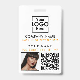 従業員ID写真QRコードカスタムID印刷白 バッジ