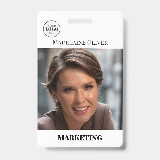 従業員ID写真QRコードシンプルロゴバッジ バッジ (正面)