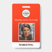 従業員ID写真QRコード赤ロゴバッジ バッジ (正面)