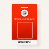 従業員ID写真QRコード赤ロゴバッジ バッジ (正面)