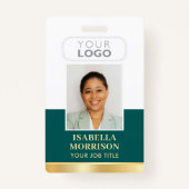 従業員ID名会社ロゴグリーン金ゴールド事業 バッジ (正面)