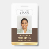 従業員ID名会社ロゴブラウン金ゴールド事業 バッジ (正面)