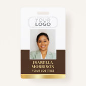 従業員ID名会社ロゴブラウン金ゴールド事業 バッジ (正面)