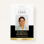 従業員ID名会社ロゴブラック金ゴールド事業 バッジ (正面)