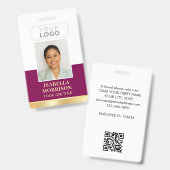 従業員ID名会社ロゴプラム金ゴールド事業 バッジ (正面＆裏面)