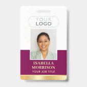 従業員ID名会社ロゴプラム金ゴールド事業 バッジ (正面)