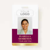 従業員ID名会社ロゴプラム金ゴールド事業 バッジ (正面)