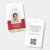 従業員ID名会社ロゴレッド金ゴールド事業 バッジ (正面&裏面)