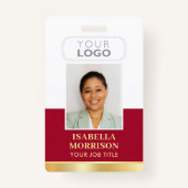 従業員ID名会社ロゴレッド金ゴールド事業 バッジ (正面)