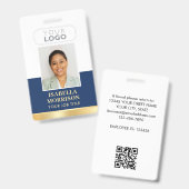 従業員ID名会社ロゴ海軍金ゴールド事業 バッジ (正面＆裏面)