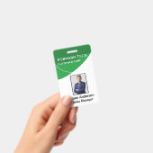 従業員ID緑モダンの渦巻き バッジ (手持ち)