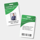 従業員ID緑モダンの渦巻き バッジ (正面＆裏面)