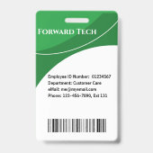 従業員ID緑モダンの渦巻き バッジ (裏面)