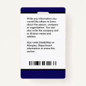 従業員ID識別カードの写真のカスタム バッジ (裏面)