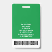 従業員ID – 写真、ロゴ、タイトル – プラスチックカスタム樹脂 バッジ (裏面)