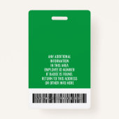 従業員ID – 写真、ロゴ、タイトル – プラスチックカスタム樹脂 バッジ (裏面)