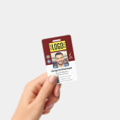 従業員QRコード写真ID赤白バッジ バッジ (手持ち)