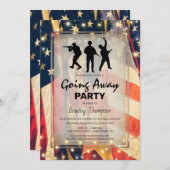 従軍遠くにヴィンテージ愛国国旗 招待状 (正面/裏面)